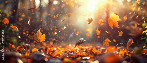 Fall Frenzy A Blur of Leaves and Sunlight Generative AI