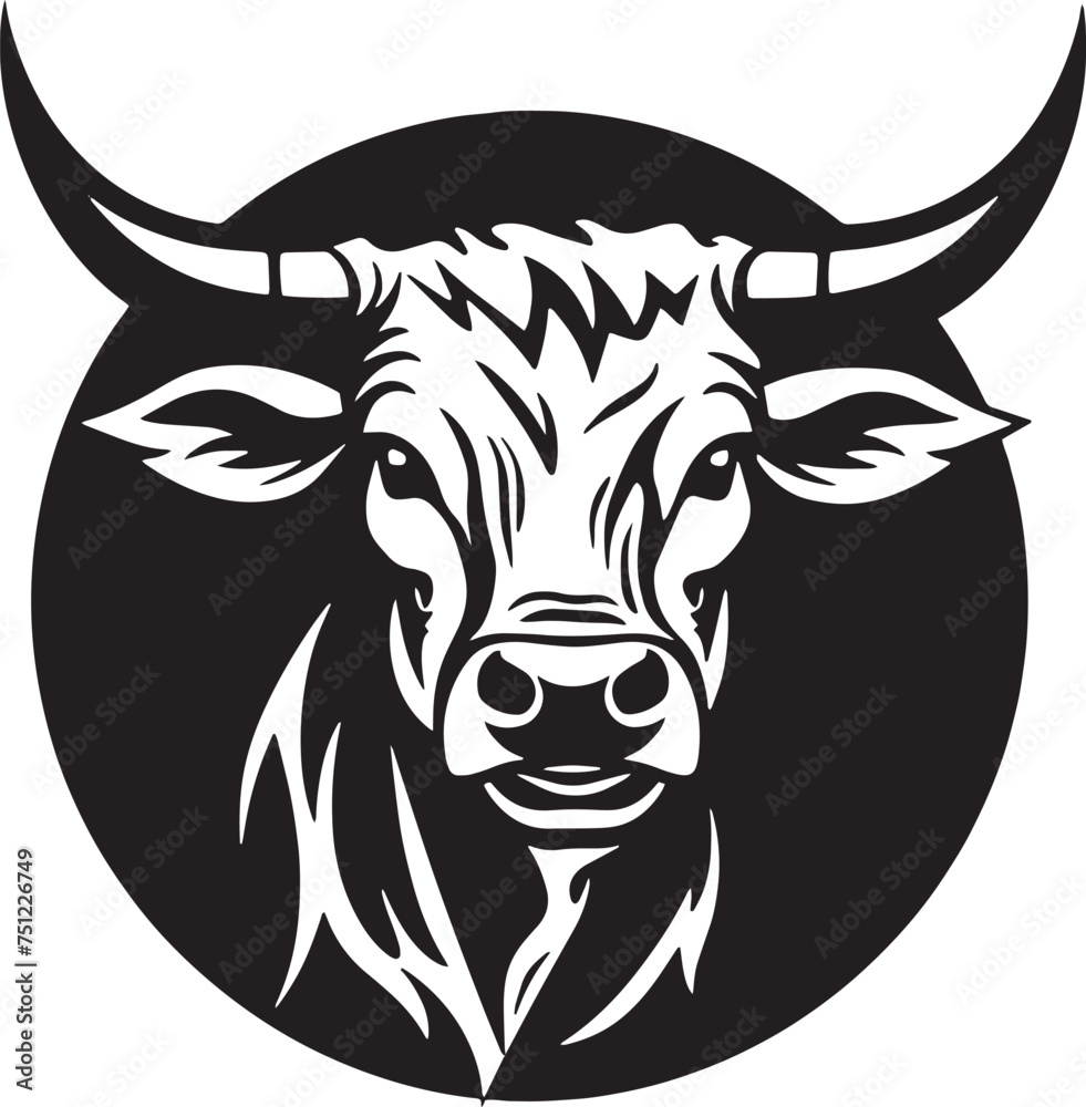 Dynamic Contrast Bold Bull Head in Black & White