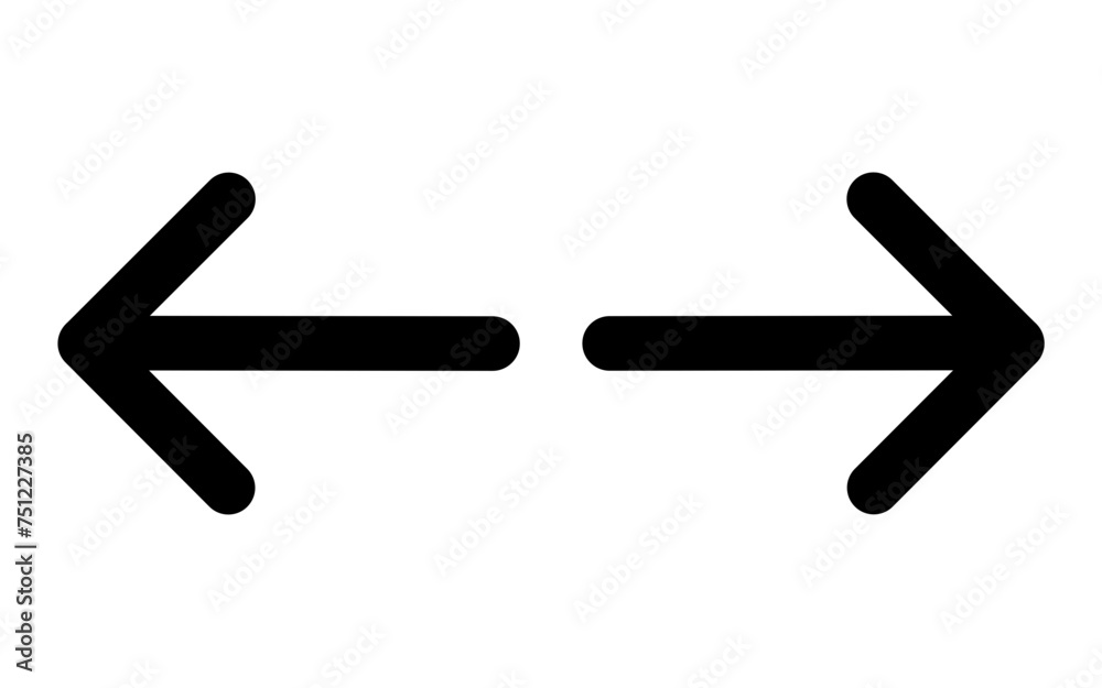 Black icons of right and left arrows Black icons of right and left arrows
