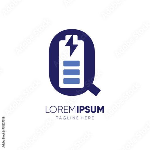 Letter Q Battery Logo Design Vector Icon Graphic Emblem Illustration