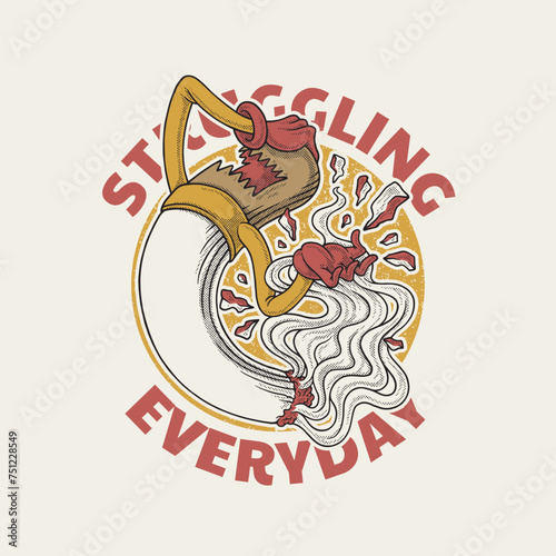 retro cartoon emblem of depressed cigarette