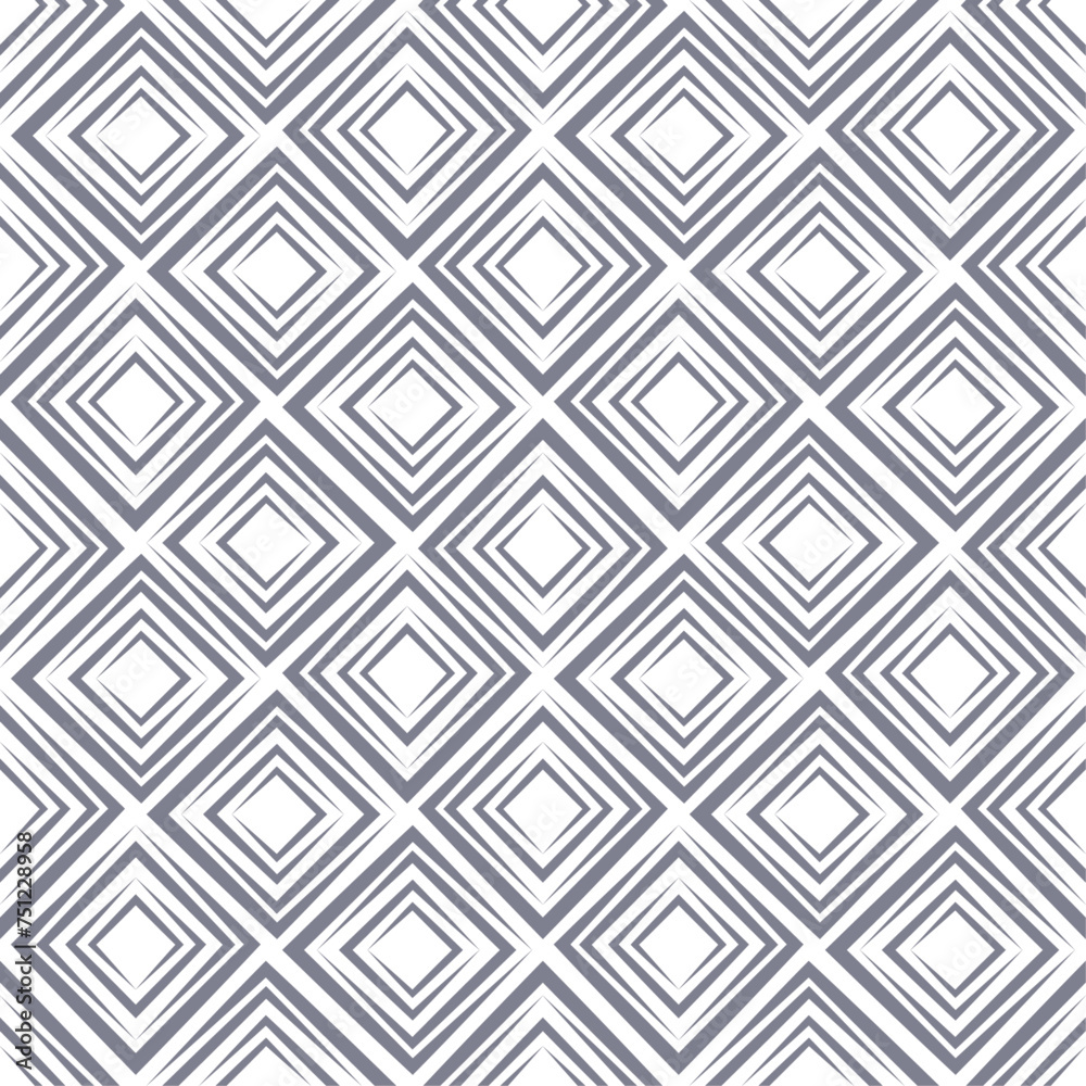Seamless vector pattern with square rhombuses, monochrome decorative background, wallpaper, textile print, packaging. 