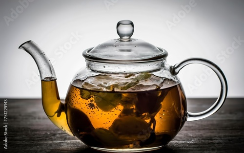 Transparent Teapot with tea