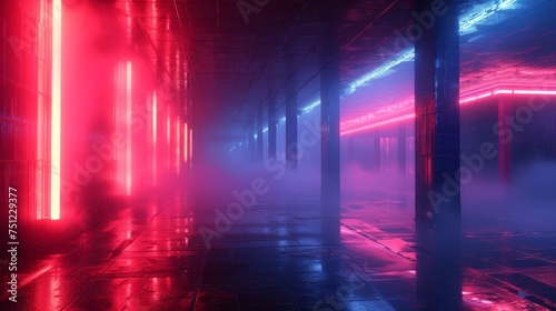 Neon Laser Garage: Futuristic Smoke and Fog