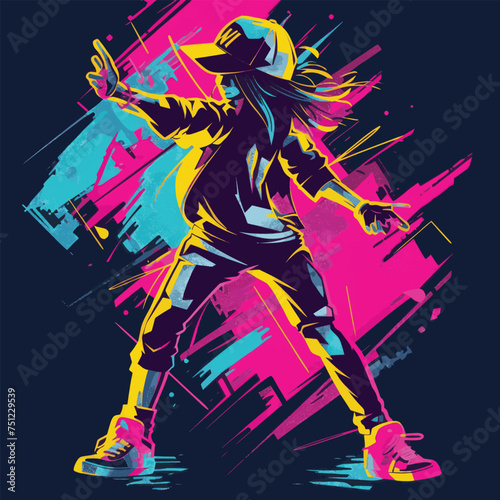 Dynamic Anime Hip Hop Dancer Illustration