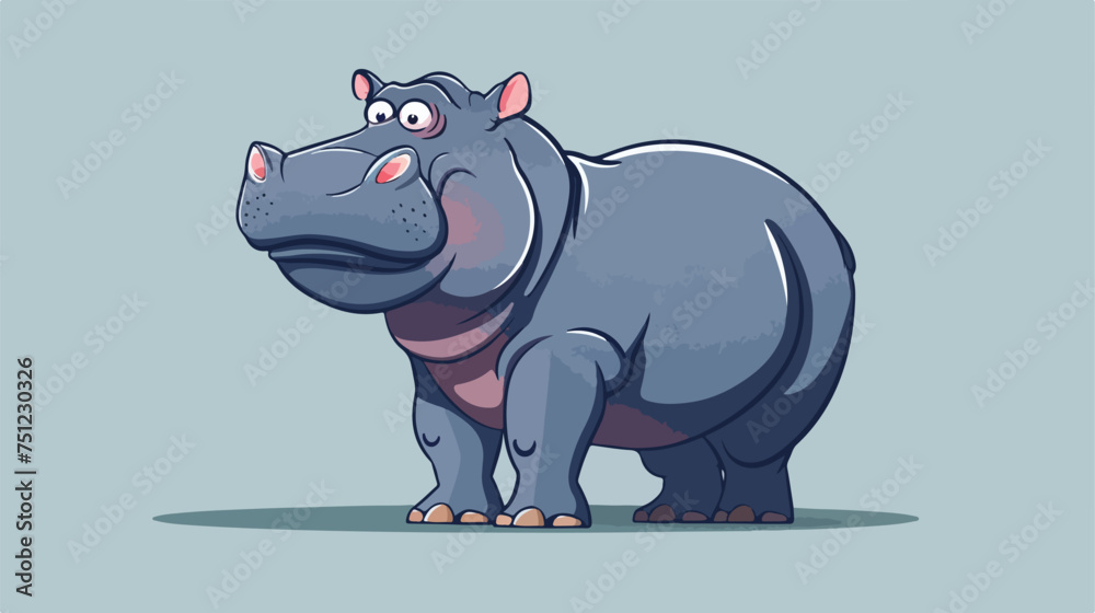 Cartoon hippopotamus Flat vector