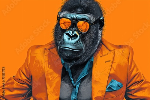 a gorilla wearing a suit and sunglasses