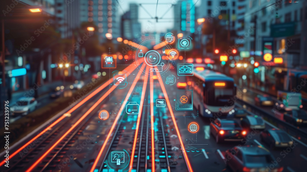 AI Artificial intelligence traffict in a modern city AI Artificial intelligence traffict in a modern city