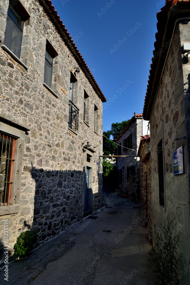 traditional houses - the stone village Kontias, Lemnos island, Greece, Aegean sea