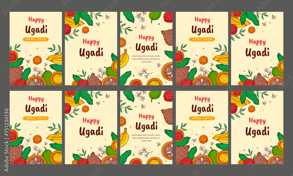 happy ugadi vector illustration flat design