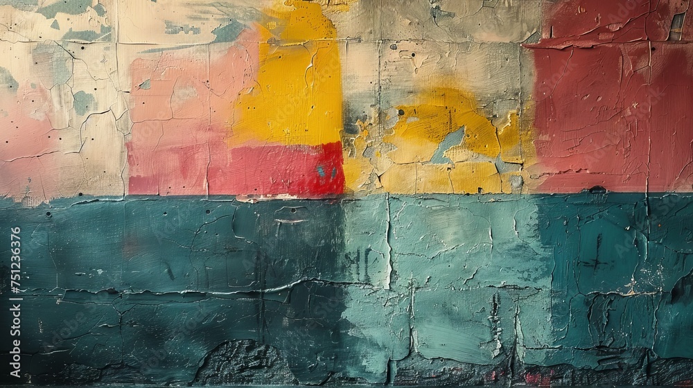 An abstract oil painting that's hand-painted and nostalgic...