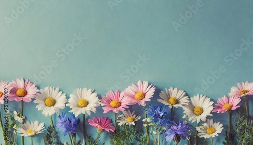 Conjunto de flores de primavera sobre fondo liso photo