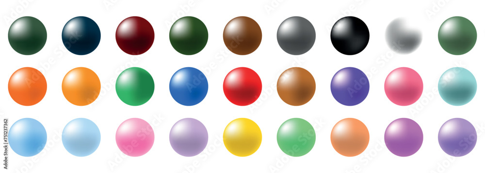 Snooker balls, 3d spheres, colorful circles can be used as a ball or website rounded button in games circle button web ui graphics