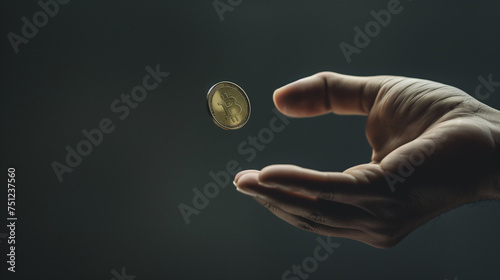 person's hand tossing a coin 