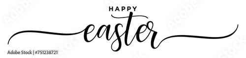 Happy Easter - Motivation and inspiration positive quote lettering phrase calligraphy, typography. Hand written black text with white background. Vector element photo