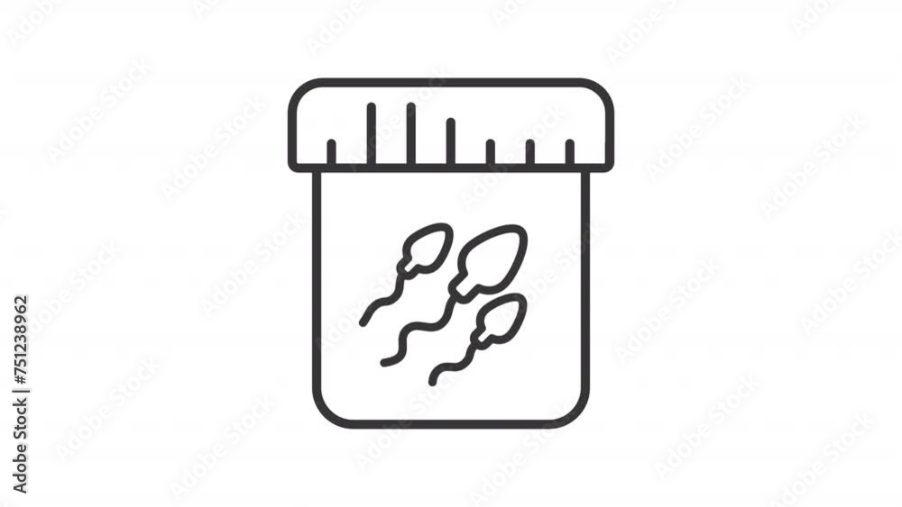 Sperm collecting line animation. Seed donor sample animated icon. Genetic liquid material. Urological microbiology. Black illustration on white background. HD video with alpha channel. Motion graphic Sperm collecting line animation. Seed donor sample animated icon. Genetic liquid material. Urological microbiology. Black illustration on white background. HD video with alpha channel. Motion graphic