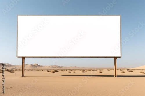 a large white billboard in a desert
