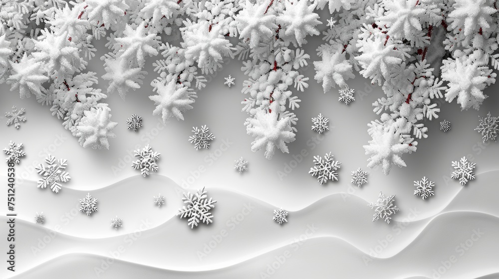 It's snowing! Falling snowflakes on a light gray background. Vector illustration.