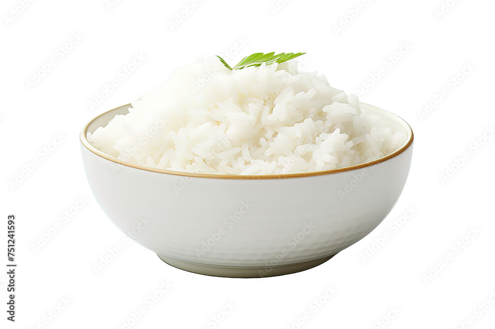 Bowl of tasty cooked rice isolated on PNG Background. Generative Ai. Bowl of tasty cooked rice isolated on PNG Background. Generative Ai.