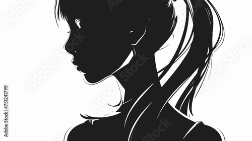 Young woman faceless cartoon in black and white isolated