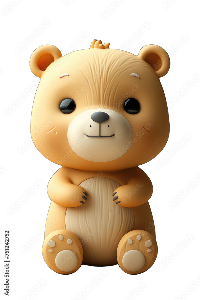 a toy teddy bear is sitting on a white background 3D rendering a toy teddy bear is sitting on a white background 3D rendering