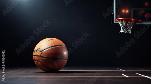 basketball ball on dark background. sport concept.generative ai