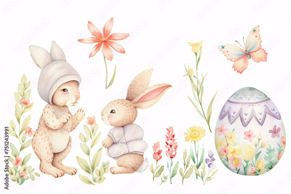 Obraz premium Easter Bunny Giant Colourful Huge Easter Egg Spring Flower