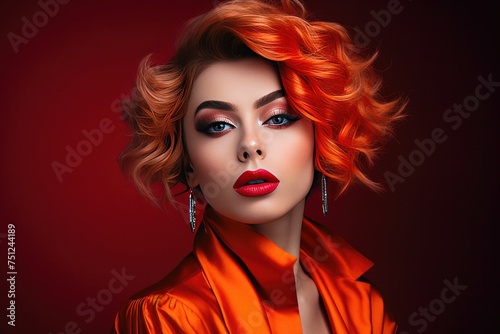 Beautiful woman with bright make-up studio photoshot