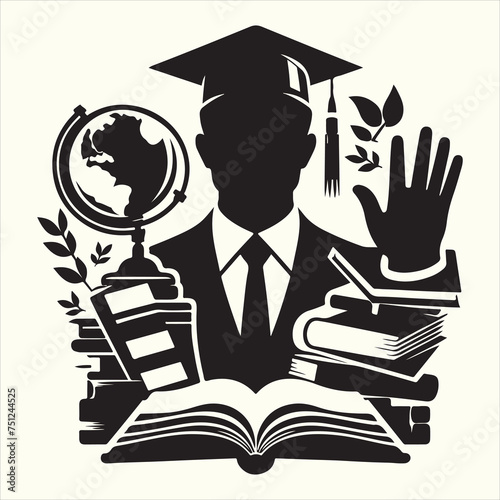 Teacher's Day Silhouette Vector Illustration