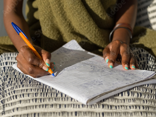 Woman learning Spanish as foreign language