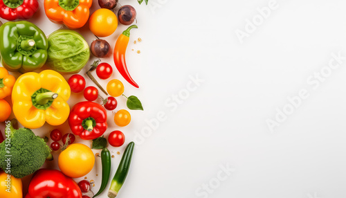 A black background with a variety of vegetables including peppers, tomatoes