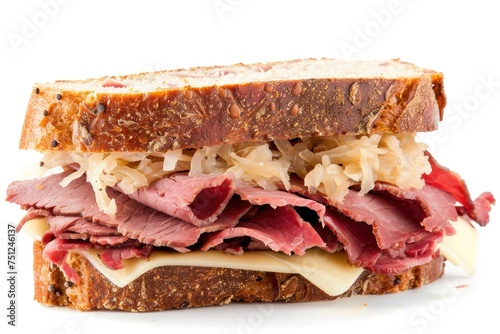 Homemade Grilled Reuben Sandwich Isolated on Transparent Background