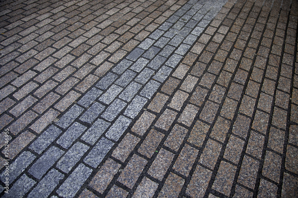 Old wet cobblestone floor