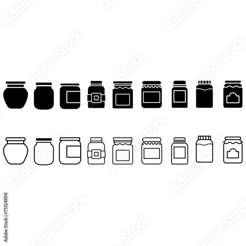 Glass jar icon vector set. bottle illustration sign collection. conservation symbol on white background.