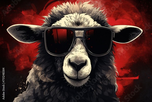 a black sheep wearing sunglasses © Gheorhe