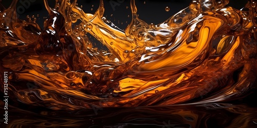 The vibrant colors of molten copper and molasses blend together, creating a dynamic and captivating liquid scene.