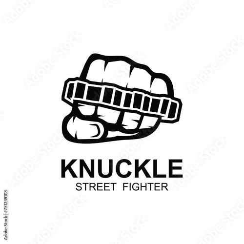 Steel brass knuckles logo vector. Gangster, thug, bandit symbol icon. This logo is perfect for a brand that seeks a playful but musculine feel.