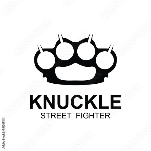 Steel brass knuckles logo vector. Gangster, thug, bandit symbol icon. This logo is perfect for a brand that seeks a playful but musculine feel.