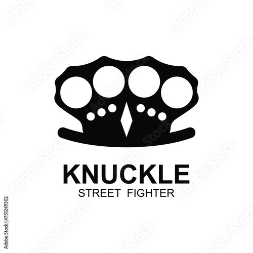 Steel brass knuckles logo vector. Gangster, thug, bandit symbol icon. This logo is perfect for a brand that seeks a playful but musculine feel.