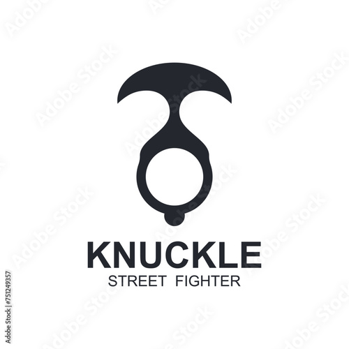Steel brass knuckles logo vector. Gangster, thug, bandit symbol icon. This logo is perfect for a brand that seeks a playful but musculine feel.