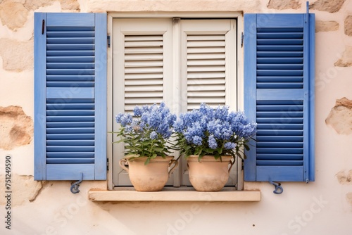 two pots of flowers in a window
