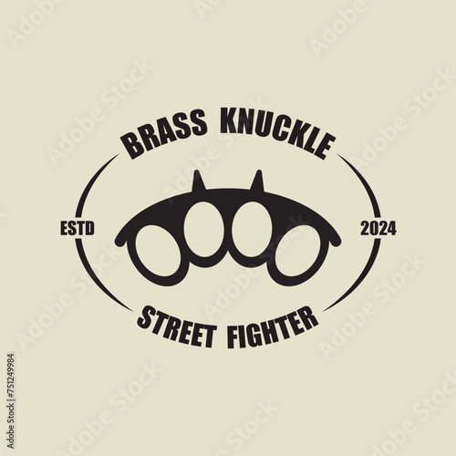 Steel brass knuckles logo vector. Gangster, thug, bandit symbol icon. This logo is perfect for a brand that seeks a playful but musculine feel.