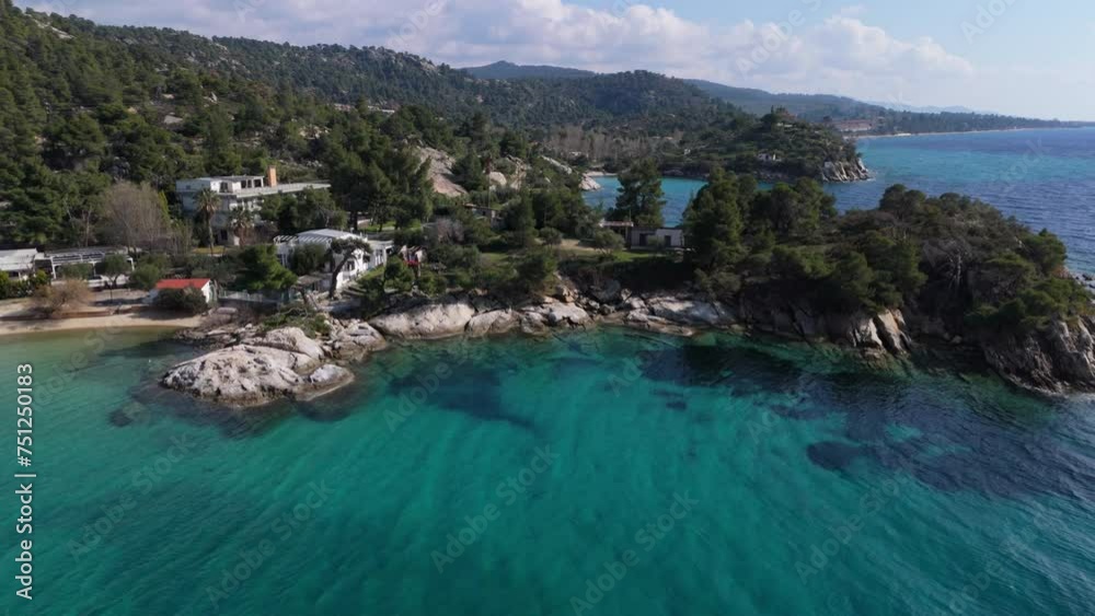 Aerial view of the amazing Kalogria beach in Sithonia Chalkidiki Greece
