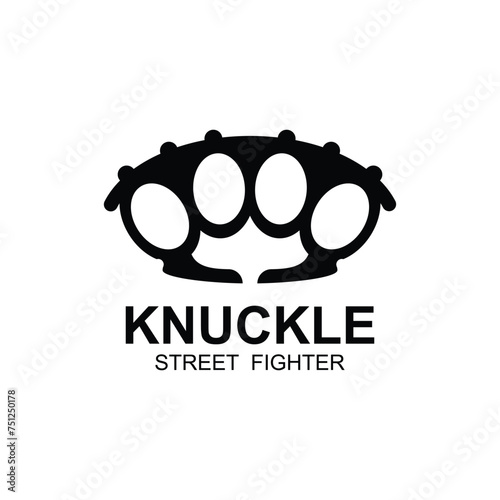 Steel brass knuckles logo vector. Gangster, thug, bandit symbol icon. This logo is perfect for a brand that seeks a playful but musculine feel.