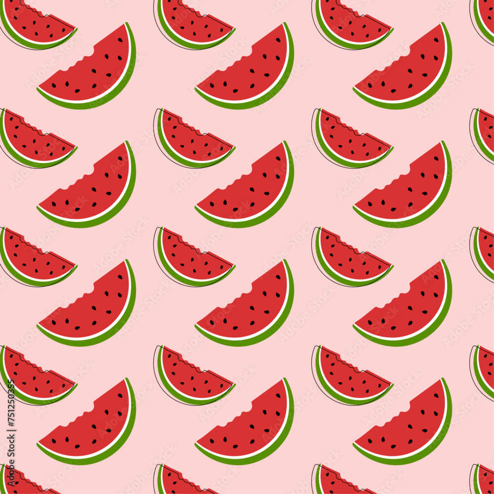 Summer seamless pattern with red watermelon. Summer seamless pattern with red watermelon.