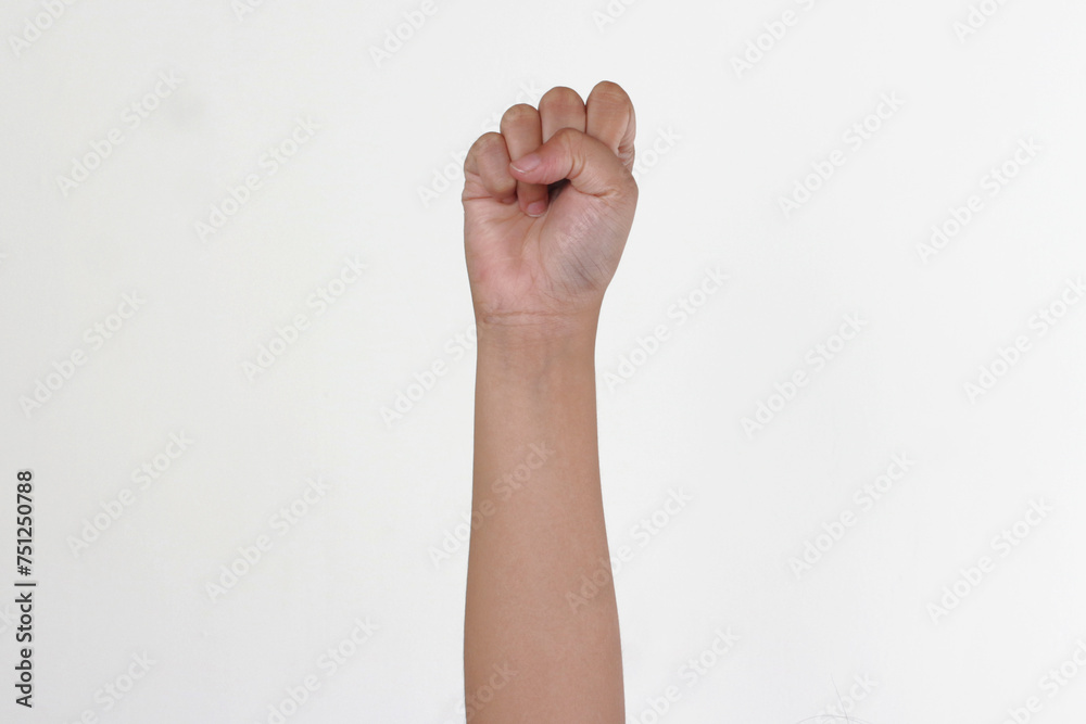 Naklejka premium Alphabet finger spelling S, in sign language isolated on white background