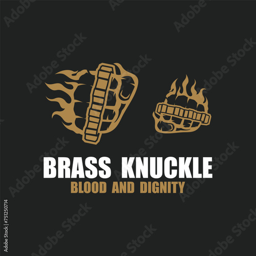 Steel brass knuckles logo vector. Gangster, thug, bandit symbol icon. This logo is perfect for a brand that seeks a playful but musculine feel.