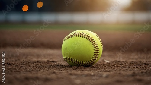 Softball: An Elaborate Illustration and Ultra High-Resolution Softball Photo with a Softball Field Stadium Background