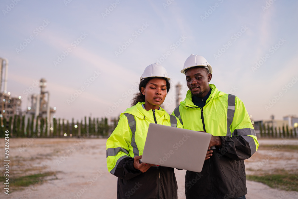 Mechanical engineer working and holding laptop to checking and inspection gas pipeline system new construction project of industrial. Mechanical engineer working and holding laptop to checking and inspection gas pipeline system new construction project of industrial.