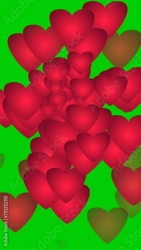 Beautiful Red hearts love sign symbol motion graphics animation on green screen for video elements valentine day concept